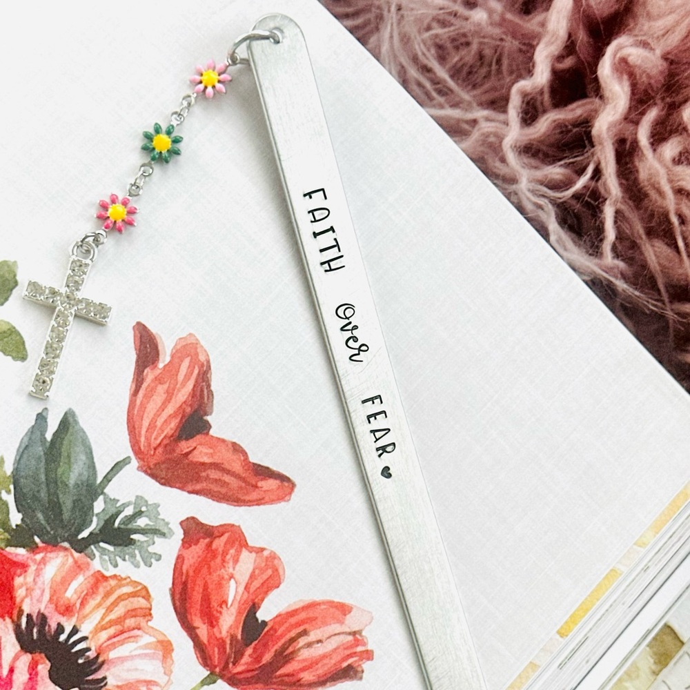 Faith Over Fear Bookmark - Hand Stamped Bookmark - Bookmark - Christian Gifts